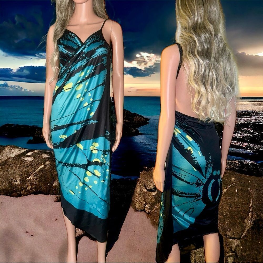 Butterfly Wrap Around Dress l MIDI l Adjustable straps l XL l NWOT